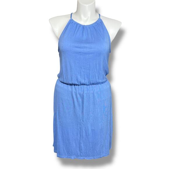 Old Navy Womens Blouson Dress Sleeveless Halter Top Knee Length Blue Large - Picture 1 of 10